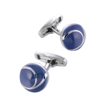 Original Dark Blue Enamel Cufflinks Silver Plated Business Party Shits Cufflinks